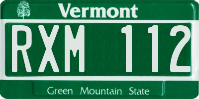 VT license plate RXM112