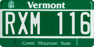 VT license plate RXM116