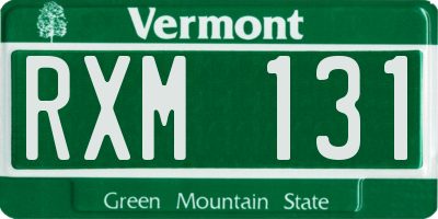 VT license plate RXM131