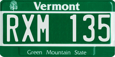 VT license plate RXM135