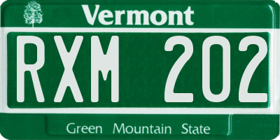 VT license plate RXM202