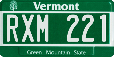 VT license plate RXM221