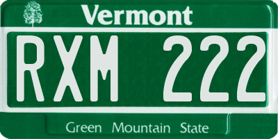 VT license plate RXM222