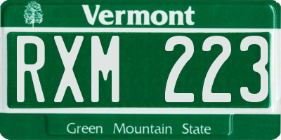 VT license plate RXM223