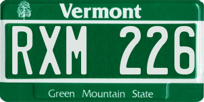 VT license plate RXM226