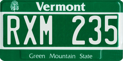 VT license plate RXM235