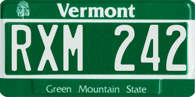VT license plate RXM242