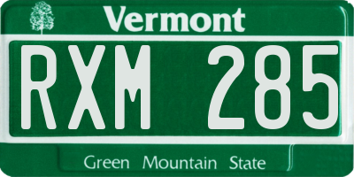 VT license plate RXM285