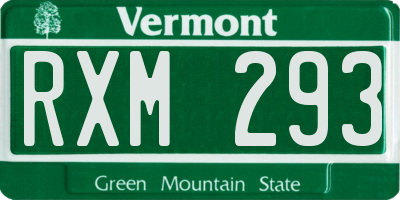 VT license plate RXM293