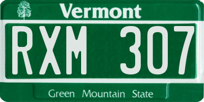 VT license plate RXM307