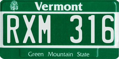 VT license plate RXM316