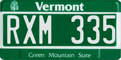 VT license plate RXM335