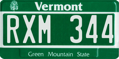 VT license plate RXM344