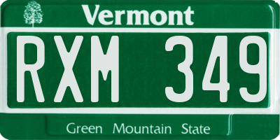 VT license plate RXM349
