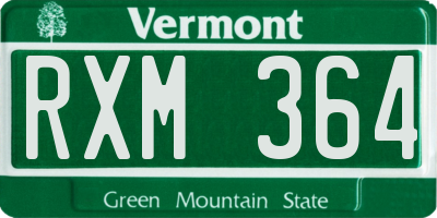 VT license plate RXM364