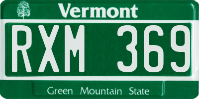 VT license plate RXM369