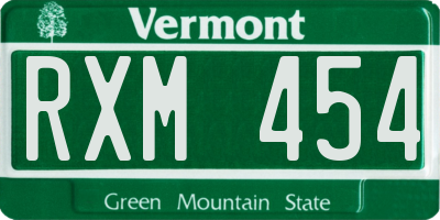 VT license plate RXM454