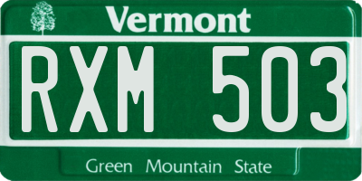 VT license plate RXM503