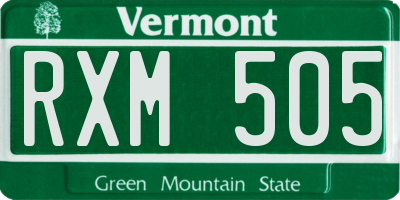 VT license plate RXM505