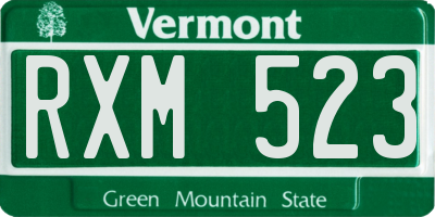 VT license plate RXM523