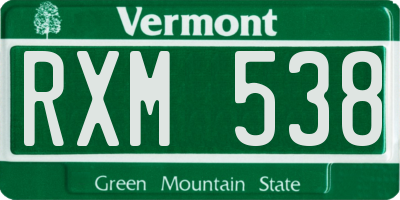 VT license plate RXM538