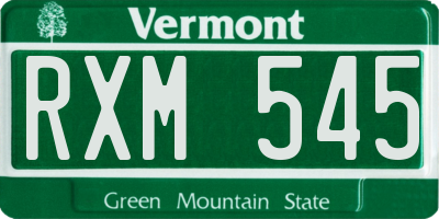 VT license plate RXM545