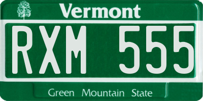 VT license plate RXM555
