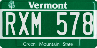 VT license plate RXM578