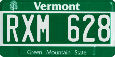 VT license plate RXM628