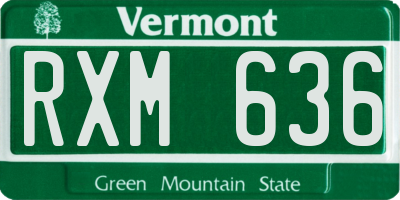 VT license plate RXM636