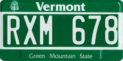 VT license plate RXM678