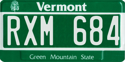 VT license plate RXM684