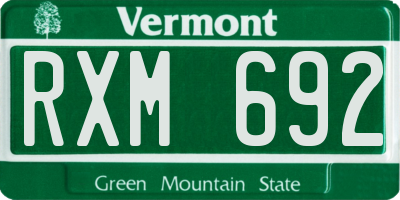 VT license plate RXM692