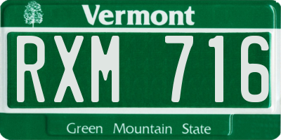 VT license plate RXM716