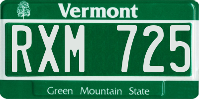 VT license plate RXM725