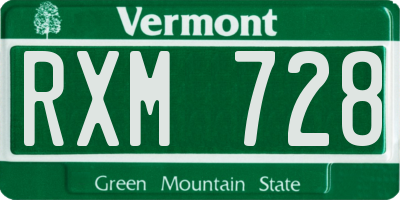 VT license plate RXM728