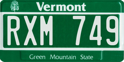 VT license plate RXM749
