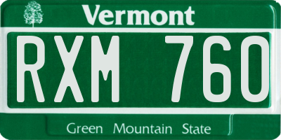 VT license plate RXM760