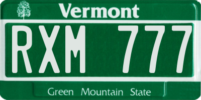 VT license plate RXM777