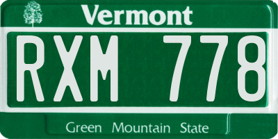 VT license plate RXM778