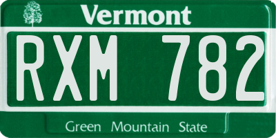 VT license plate RXM782