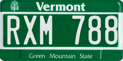 VT license plate RXM788