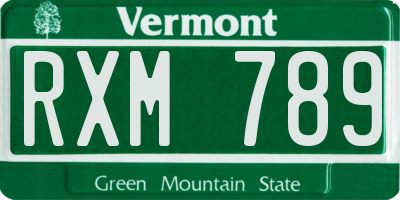 VT license plate RXM789