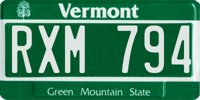 VT license plate RXM794