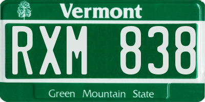 VT license plate RXM838