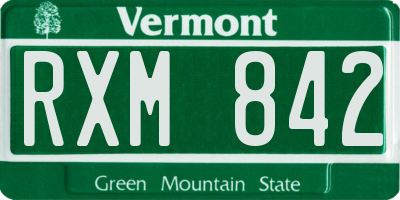 VT license plate RXM842