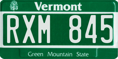VT license plate RXM845