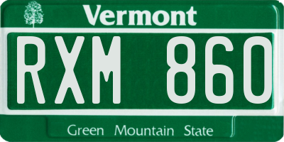VT license plate RXM860