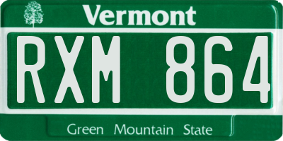 VT license plate RXM864