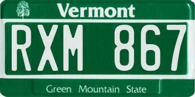 VT license plate RXM867